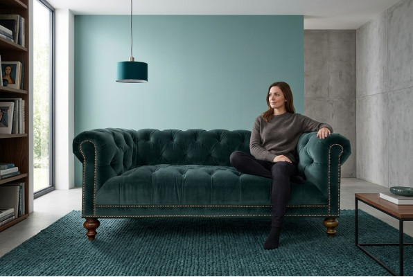 Klassesch Chesterfield Sofagarnitur Sofa Couch Polster 3+2+1 Sëtz Textil