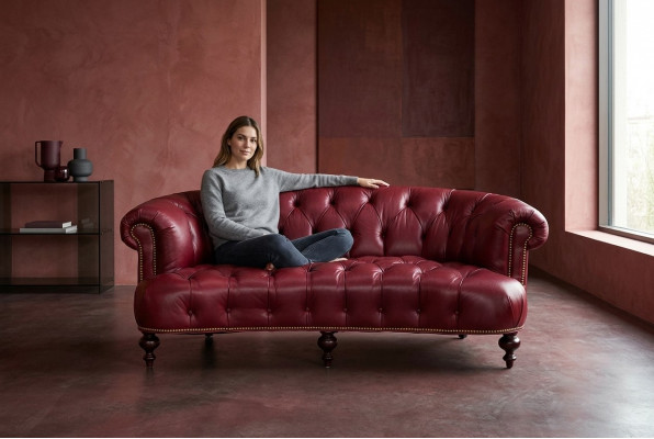 Designer Chesterfield Dräisëtzer Canapé Pénkt Sofa Luxus Design