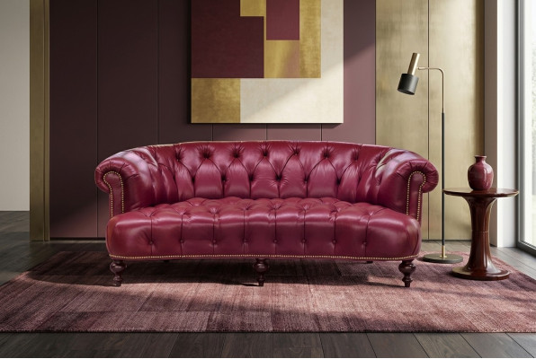 Designer Chesterfield Dräisëtzer Canapé Pénkt Sofa Luxus Design