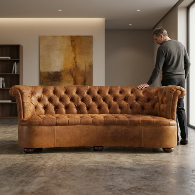 Chesterfield Lieder Polster Design Sofa Luxus Couch Klassesch Sofa 3 Sëtz Plaz Nei