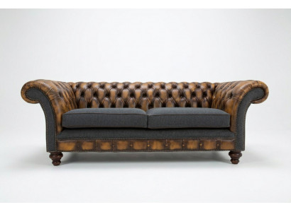 Design Chesterfield Sofa 3 Canapé-Set Stoffsëtz Lieder Triple Canapé