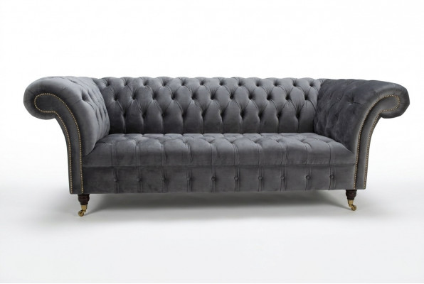 Moderne Chesterfield gro 3-Sëtzer Stilvolle Wunnzëmmer 3er Couch