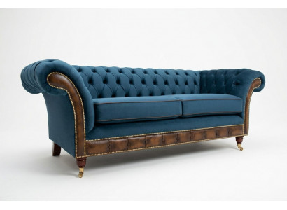 Blo Chesterfield Stoffsofa Couch Couchen Sofa Sëtz Sofas Polster Textil Nei