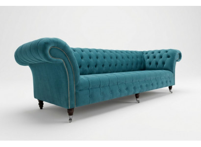 Chesterfield Kanapé XXL grouss Sofa Couchen Samt Lieder Textil Polster Sofas 4-Sëtzer