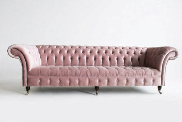 Chesterfield Canapé XXL grouss Sofa Couchen Samt Lieder Textil Polster 4 Platzen Nei