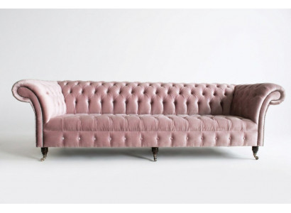 Chesterfield Canapé XXL grouss Sofa Couchen Samt Lieder Textil Polster 4 Platzen Nei