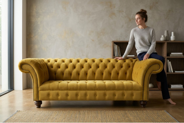 Textil Sofa 3 Plaz Sofas Polster Sofas Design Luxus Canapé Miwwelen Dräisëtzer Nei
