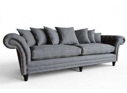 Klassesch Chesterfield Canapé 4-Sëtzer Sofa Canapé Samt Lieder Design Gro 265cm