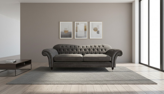 Chesterfield Stoffcouch Sofa-Sëtzkombinatioun 4-Sëtzer Kombinatioun Design Modern Sofa