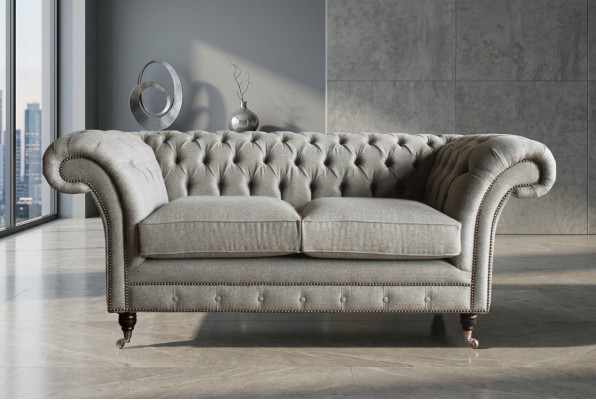 Sofa Couch Polster Design Sëtz Sofen Zëmmer Miwwelen Lieder 2er Modern Griis Stoff