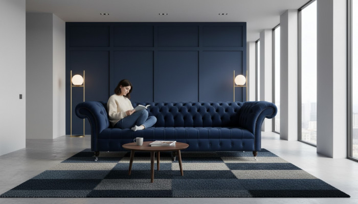 Chesterfield Sofa Samt Véiersëtzer Design Sofae Stuffen Diwan Couch Samt 265cm