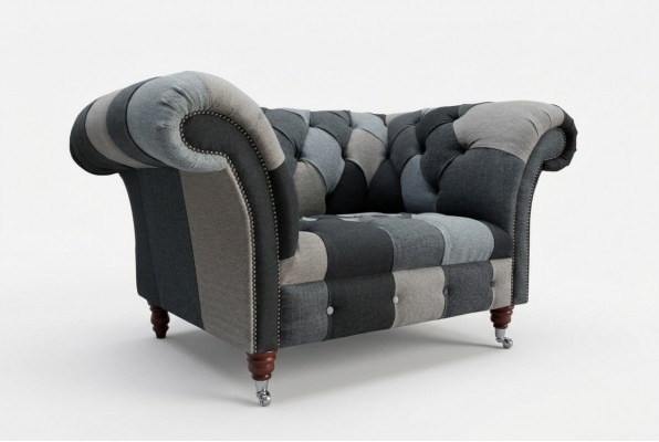 Grau-blo Chesterfield Fotel Luxus Eenzelsëtzer Designer Miwwelen