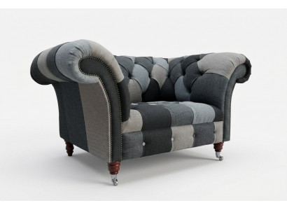 Grau-blo Chesterfield Fotel Luxus Eenzelsëtzer Designer Miwwelen