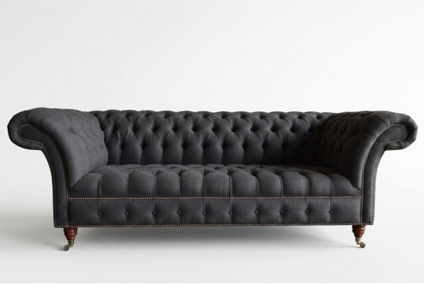 Groue Chesterfield Dräisëtzer Luxus Wunnzëmmer 3er Sofa
