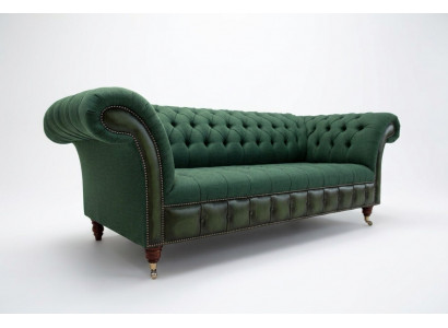 Designer gréngt Chesterfield Sofa Luxus 3-Sëtzer Wunnzëmmer Couch