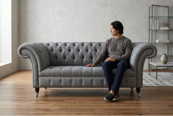 Chesterfield Original Sofa JVMoebel Textil Canapéen Stoff Gro 185cm Canapé Couchen