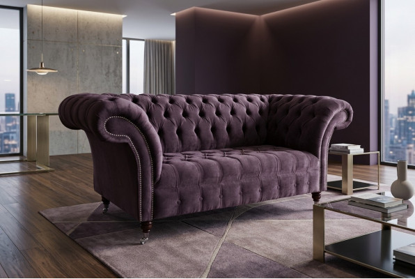 Canapé 2 Sëtzer Chesterfield Design Relax Canapéë Polster Modern Couchen Violett Nei