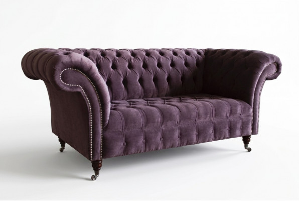 Canapé 2 Sëtzer Chesterfield Design Relax Canapéë Polster Modern Couchen Violett Nei