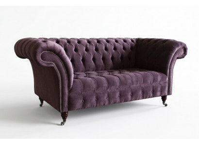 Canapé 2 Sëtzer Chesterfield Design Relax Canapéë Polster Modern Couchen Violett Nei
