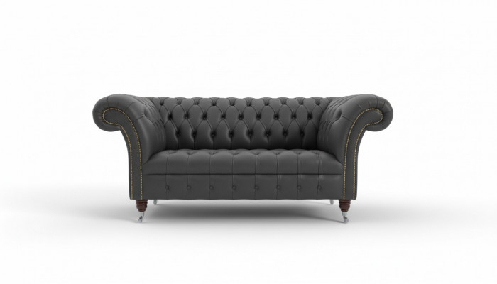 Chesterfield 2 Sëtzer Sofa Ledersofa Canapé Polstersëtz Garnitur Zweesëtzer Nei