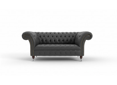 Chesterfield 2 Sëtzer Sofa Ledersofa Canapé Polstersëtz Garnitur Zweesëtzer Nei