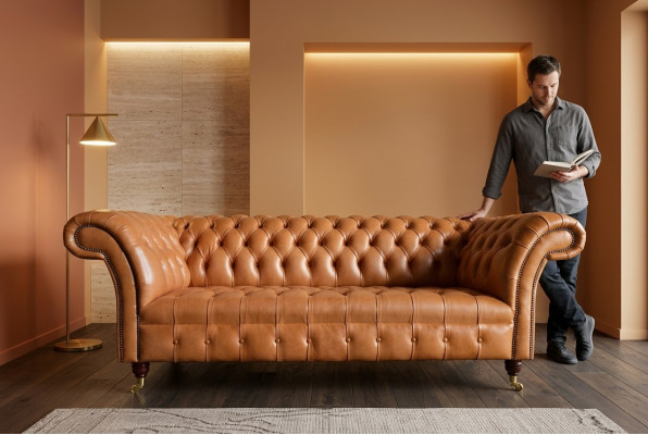 Hellbrongen, modernen Chesterfield Dräisëtzer Designer Canapé
