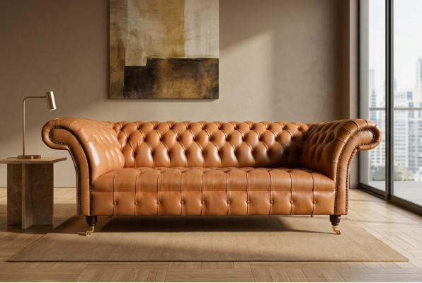 Hellbrongen, modernen Chesterfield Dräisëtzer Designer Canapé