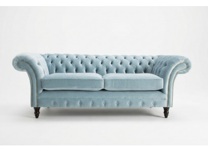 Hellbloen modernen Chesterfield Drësëtz-Liichtzëmmer Luxus-Couch