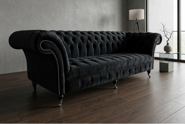 Schwaarze modern véiersëtze Luxus 4-Sëtzer Wunnzëmmer Sofa
