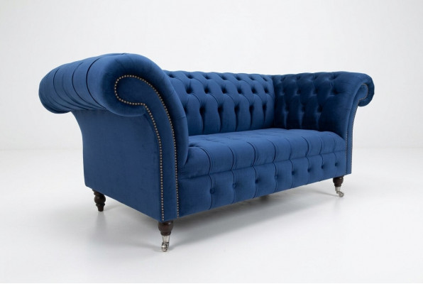 Klassesch Chesterfield Couch Blo Polster Garnitur 2-Sitzer Sofa Sofa 185cm
