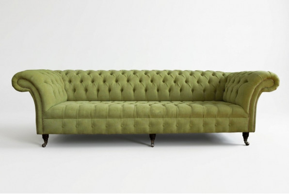 Klassesch Chesterfield Sofa 4 Sëtzer Sofas Canapéen Lieder Gréng Design Polsterung