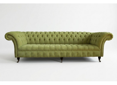 Klassesch Chesterfield Sofa 4 Sëtzer Sofas Canapéen Lieder Gréng Design Polsterung