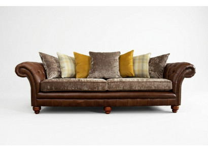Klassesch Chesterfield Sofa 4 Sëtz Sofen Couchen Lieder Brong Design Polster