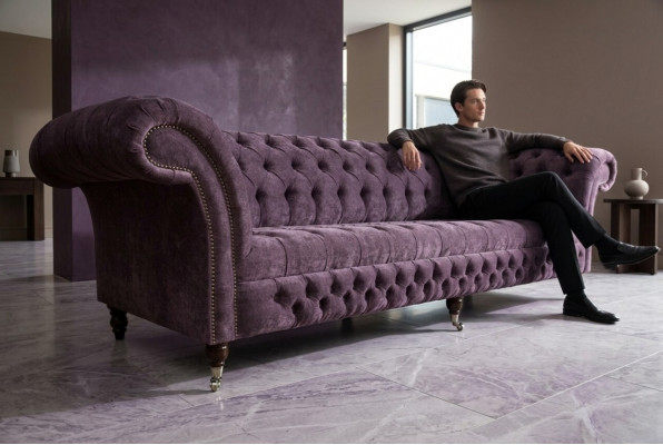 Klassesch Chesterfield Sofa 4 Sëtz Sofaen Polster Couches Lieder Braun Design