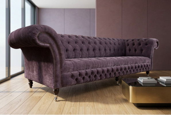 Klassesch Chesterfield Sofa 4 Sëtz Sofaen Polster Couches Lieder Braun Design