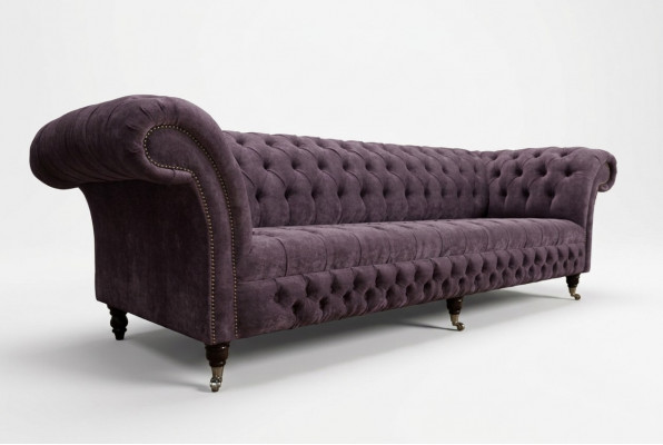 Klassesch Chesterfield Sofa 4 Sëtz Sofaen Polster Couches Lieder Braun Design