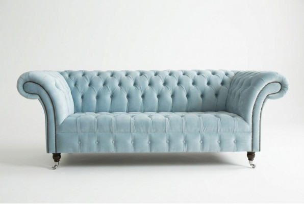 Chesterfield 3 Sëtzer Polster Canapé Lieder Sofa Coucher Textil Modern Stil Blo