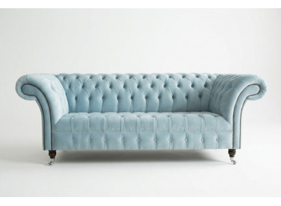 Chesterfield 3 Sëtzer Polster Canapé Lieder Sofa Coucher Textil Modern Stil Blo