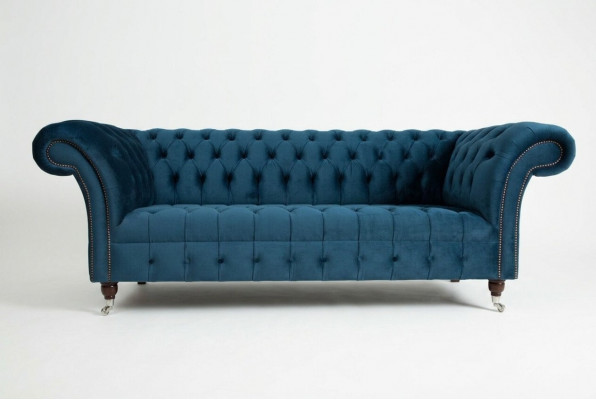 Chesterfield 3-Sëtzer Polsterbänk Lieder Stoff Sofa Couchën Textil Modernen Stil