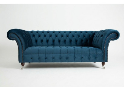 Chesterfield 3-Sëtzer Polsterbänk Lieder Stoff Sofa Couchën Textil Modernen Stil