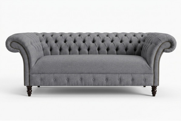 Chesterfield 3-Sëtzer Polster Canapé Lieder Sofa Couches Textil Modern Stil Stoff