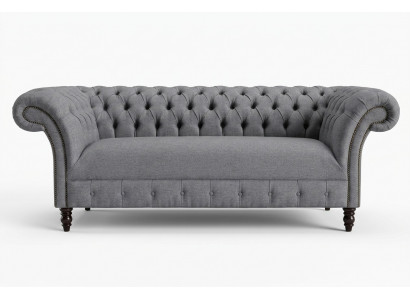 Chesterfield 3-Sëtzer Polster Canapé Lieder Sofa Couches Textil Modern Stil Stoff
