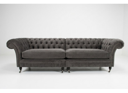 Klassesch Chesterfield Sofa 4 Sëtz Design Sofas Polstercouch Ledder Brong