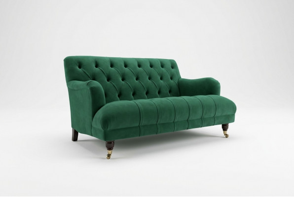 Chesterfield 2-Sëtzer Polstersofa Lieder Sofa Couchen Modernen Stil Gréng Textil