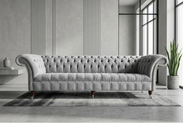 Klassesch Chesterfield Sofa 4 Sëtz Sofae Couchen Lieder Gro Design Polster.