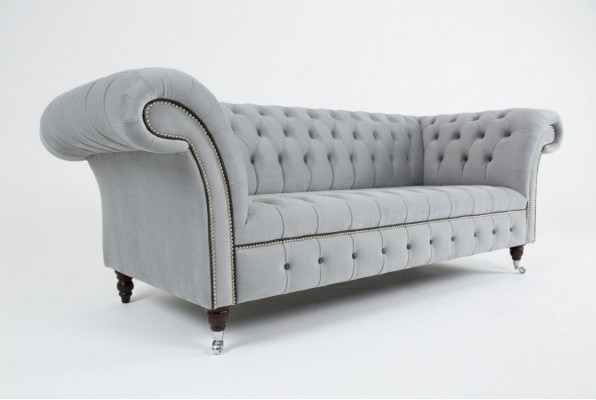 Chesterfield Sofa Set 3+2 Sëtzer Samt Velour Garnitur Design Garnituren