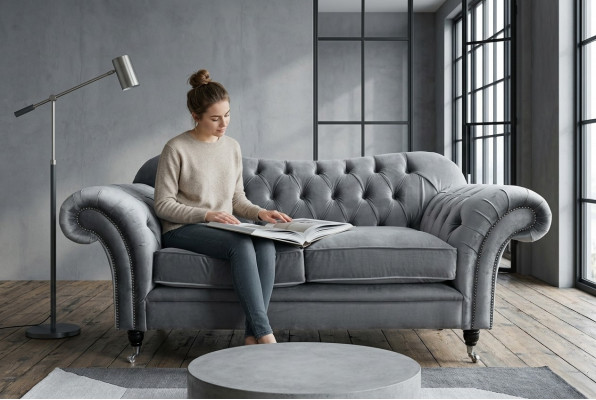 Chesterfield Original Sofa Textil Couchen Stoff Sofas Gro 200cm Couch
