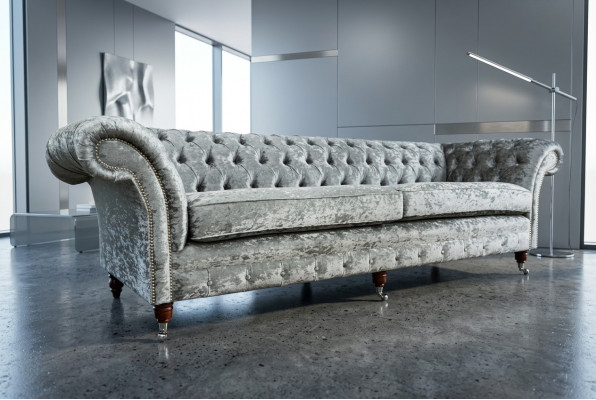 Chesterfield Groe Polstersofa Viersëtzer Designer 4-Sëtzer Canapé