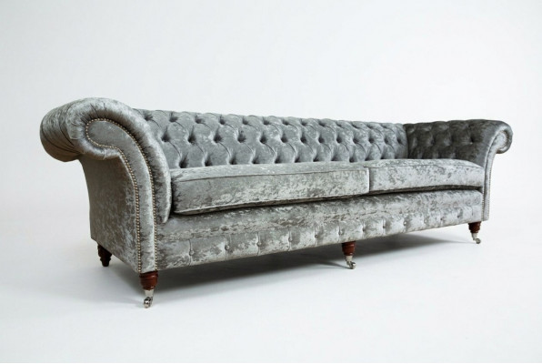 Chesterfield Groe Polstersofa Viersëtzer Designer 4-Sëtzer Canapé