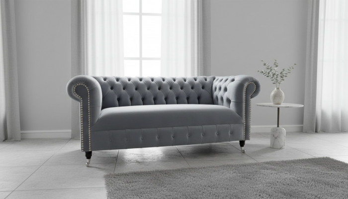 Groer Polster Chesterfield 3-Sëtzer Modern Sofa fir an de Wunnzëmmer